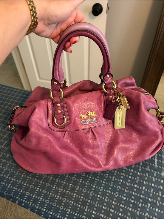 Coach Handbags - Vintage COACH Purple Leather Satchel with Brass Hardware